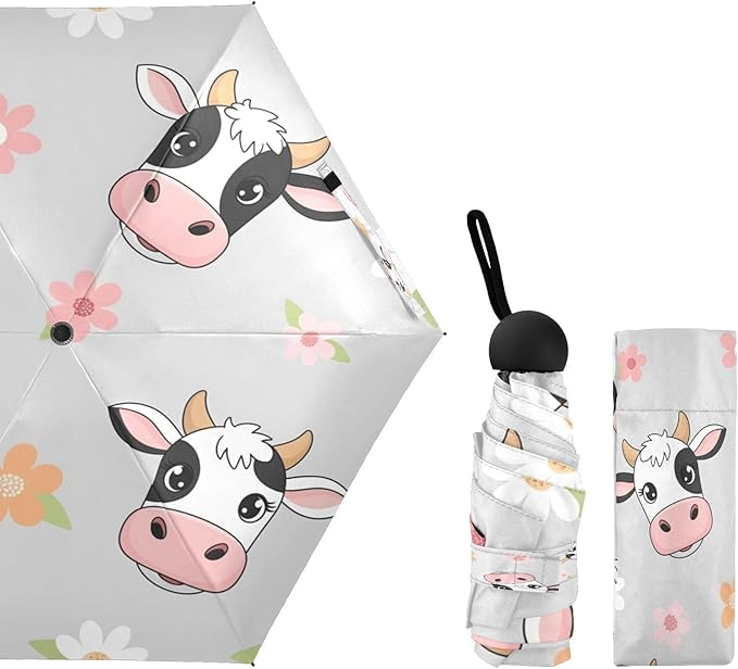 Cowboy Boots Pattern Umbrellas for Rain Windproof Small Folding Compact Mini Travel Umbrella for Purse Lightweight Portable Pocket for Women