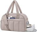 oscaurt Gym Bag for Women Puffer Duffle Bag for Travel Water Resistant Carry On Weekender Overnight Duffel Dance Bag with Shoe Compartment