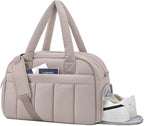 oscaurt Gym Bag for Women Puffer Duffle Bag for Travel Water Resistant Carry On Weekender Overnight Duffel Dance Bag with Shoe Compartment