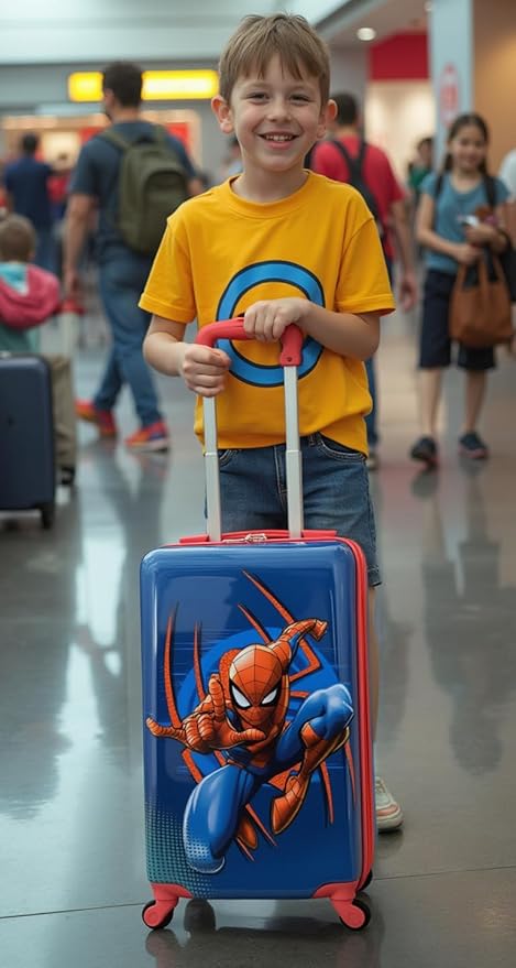 Fast Forward Marvel Spiderman 20" Hardshell Luggage - Cute & Durable Hard-side Suitcase for Travel with Spinner Wheels 20"x12"x8"