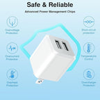 USB Wall Charger, Dual Port Cube Power Adapter Charger Plug Block Charging Box, Dual Port Wall Fast Charging Adapter, Compatible for i Phone 14 13 12 11，Grayish White