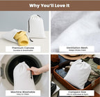 LFH Cotton Rich Shoe Storage Bags with Drawstring, Dustproof Breathable Reusable Organizer, Perfect For Travel, Dorm, Hotel, College, Gym, Easy to Carry, Machine Washable 12"x17" (Pack of 2) - White