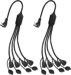 4 Way Outlet Splitter - Black 2-Pack 90-Degree Angled Flat Plug 1 to 4 Extension Cable Power Strip, 16/3 Gauge 1.5FT, 3 Prong Y Style Multi Outlet Splitter, Perfect for Wall Wart Adapters