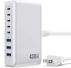 USB C Charger 430W USB C Charger Block, 8-Ports GaN IV Fast Charging Station Hub,PD 100W Laptop Charger Adapter,for MacBook Pro/Air/iPad/iPhone16/15/14/Apple Watch/DELL/Samsung for Home Office