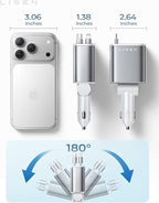 LISEN Retractable Car Charger for iPhone, for iPhone 17 Pro Max 16 15 14 13 12 Plus Mini, Cute 4 in 1 Retractable USB C Car Charger Fast Chareg for Women Men, 84W Fast Charging Car Accessorie