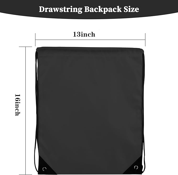 10Pcs Black Drawstring Backpack Bags Sack Pack Cinch Tote Sport Bulk Storage Polyester Bag for Gym Traveling