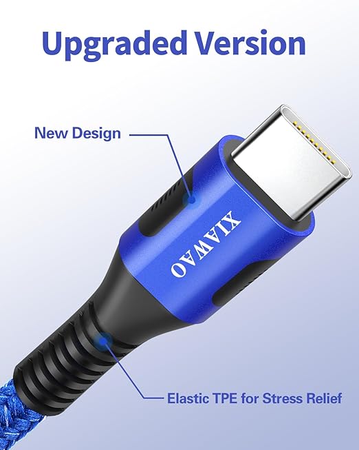 XIAWAO USB to USB C Cable, (6Pack) Type C Charger Cord Fast Charging for iPhone 17 16 15, Samsung Galaxy S25 S24 S23 A56 A36 A16 A17, Moto g, Pixel 10 9