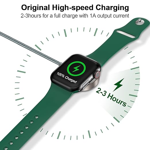 𝟐𝟎𝟐𝟔 𝐔𝐩𝐠𝐫𝐚𝐝𝐞𝐝 for Apple Watch Charger Magnetic Fast Charging Cable [2 in 1] Magnetic Wireless Charging Compatible with iWatch Series Ultra/10/9/8/7/6/SE/5/4/3/2-[3.3FT] Gray