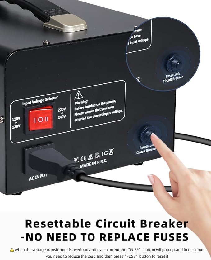 LVYUAN 3000 Watt Voltage Converter Transformer Heavy Duty Step Up/Down AC 110V/120V/220V/240V Power Converter with 3 US Outlets, 3 Universal Outlets, Resettable Circuit Breaker Protection