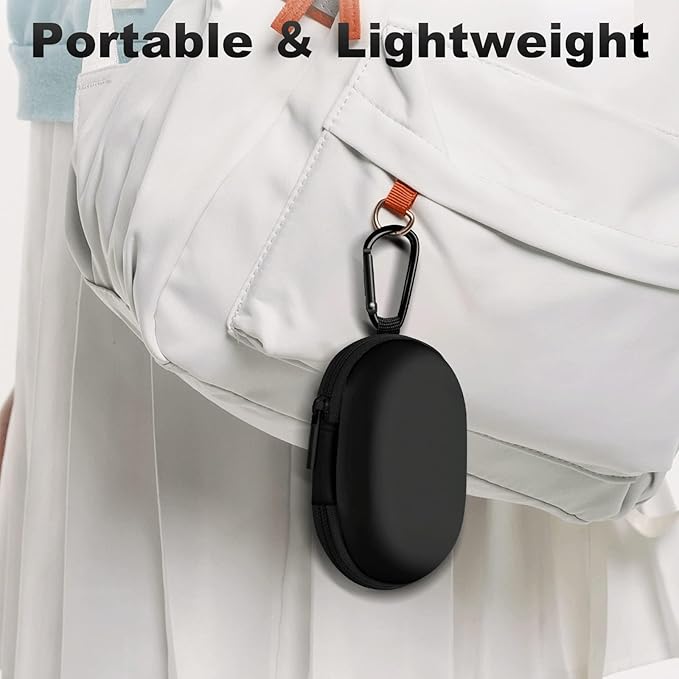 Oval Earbud Case Portable EVA Carrying Case Storage Bag Cell Phone Accessories Organizer with Carabiner for Earphone, Earbud, Earpieces, SD Memory Card, Camera Chips, Black1