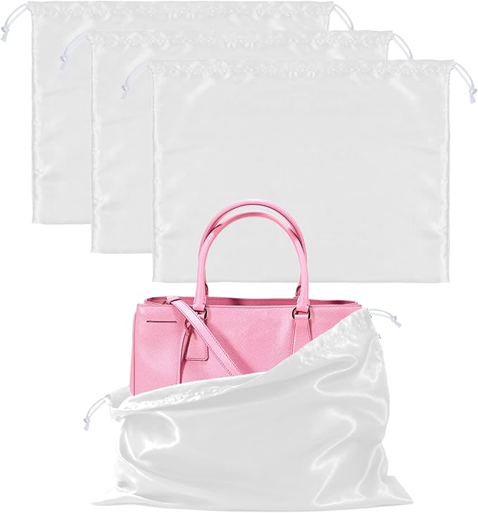 3 Pack Purse Dust Bags for Storage, Silk Dust Bags for Handbags, Dust Covers With Drawstring for Purse Shoes Boots