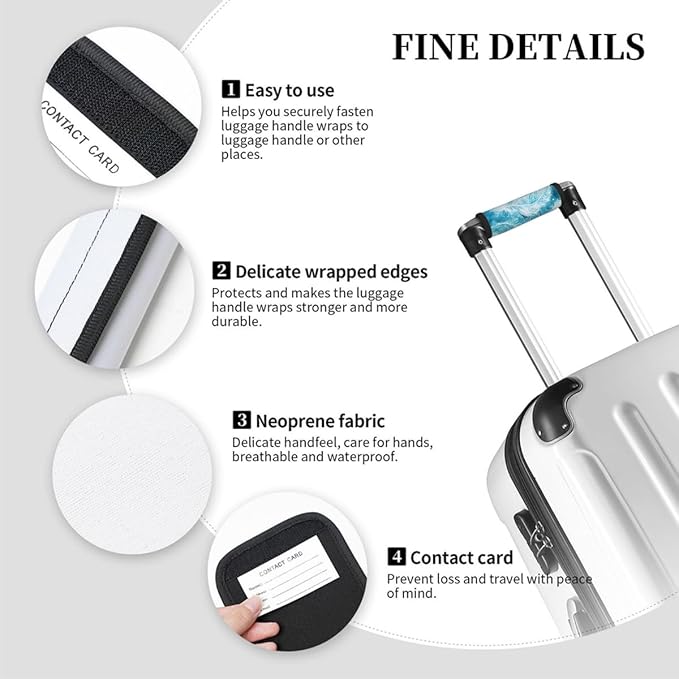 Abstract Feather 2 Pack Luggage Handle Wrap Set of Neoprene Luggage Tags for Suitcases Bag Strap Wrap Cover Travel Airplane Accessories Covers Markers Sleeve Grips Identifiers Cruise