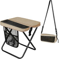 16" Portable Collapsible Stool - Folding Chair with Storage Pouch, Convertible Satchel for Hands-Free Carry & Supports 300Lbs, Ultralight for Hiking, Fishing, Camping, Festivals (Khaki, Large)