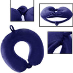 GDEOUP Travel Pillow - Memory Foam Neck Pillow Support Pillow,Luxury Compact & Lightweight Quick Pack for Camping,Sleeping Rest Cushion (Navy Blue)