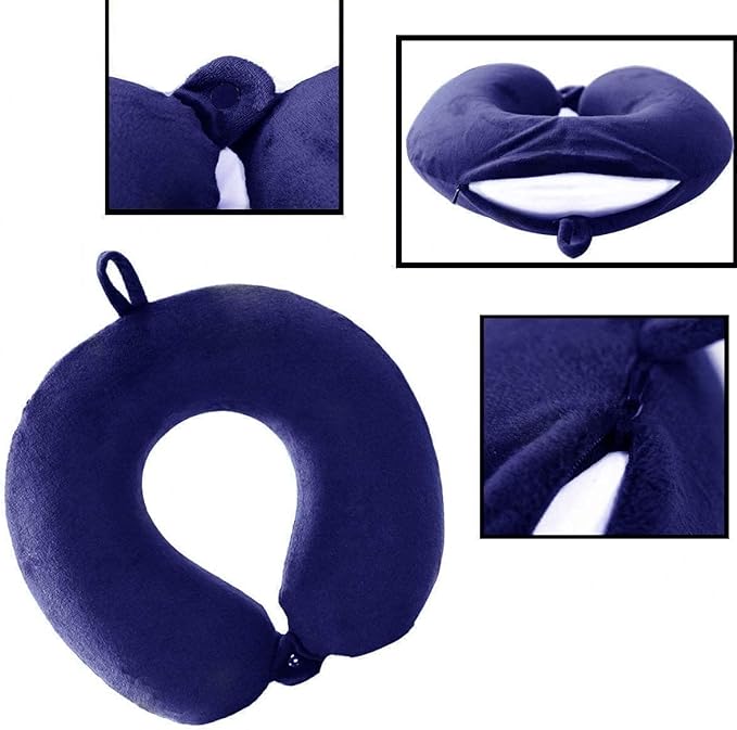 GDEOUP Travel Pillow - Memory Foam Neck Pillow Support Pillow,Luxury Compact & Lightweight Quick Pack for Camping,Sleeping Rest Cushion (Navy Blue)