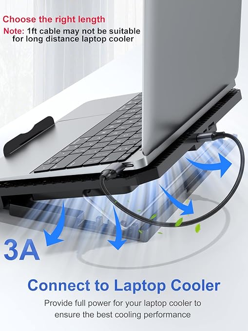 USB 3.0 Cable 1FT 2-Pack, Short USB A Male to Male Cord Double Sided Cable Compatible with Hard Drive, Laptop Cooler, DVD Player and More