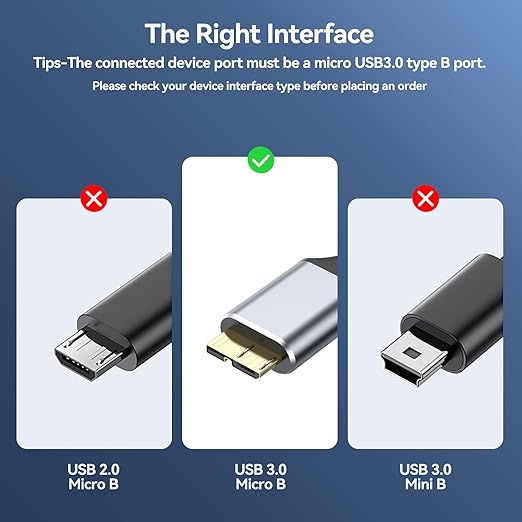 USB 3.0 Micro B Cable 1.5 FT, External Hard Drive Cable 5 Gbps High-Speed USB A to Micro B Hard Drive Cord Compatible for Seagate Xbox One Toshiba WD My Passport Elements SSD, Camera, Laptop
