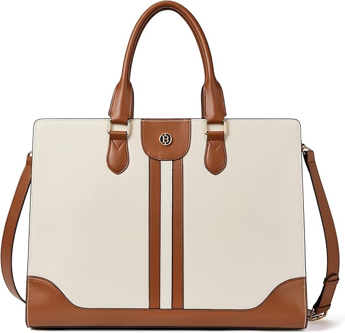 BOSTANTEN Leather Laptop Briefcase for Women Shoulder Bag 15.6 Inch Business Computer Work Tote