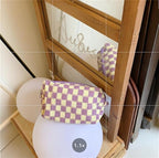 PAZIMIIK Checkered Makeup Bag for Purse Portable Zipper Make Up Pouch Small Cosmetic Case for Travel Accessories (6PCS Purple)