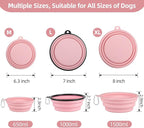 Kytely Collapsible Dog Bowls X-Large (1500ml), 2 Pack Foldable Travel Bowls, Portable Dog Water Food Bowl with Clasp, Pet Feeding Cup Dish for Traveling, Walking, Hiking (Pink+Grey)