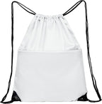 Drawstring Backpack Sports Water Resistant String Bag Sport Gym Sackpack for Women Men Large with Zipper, White