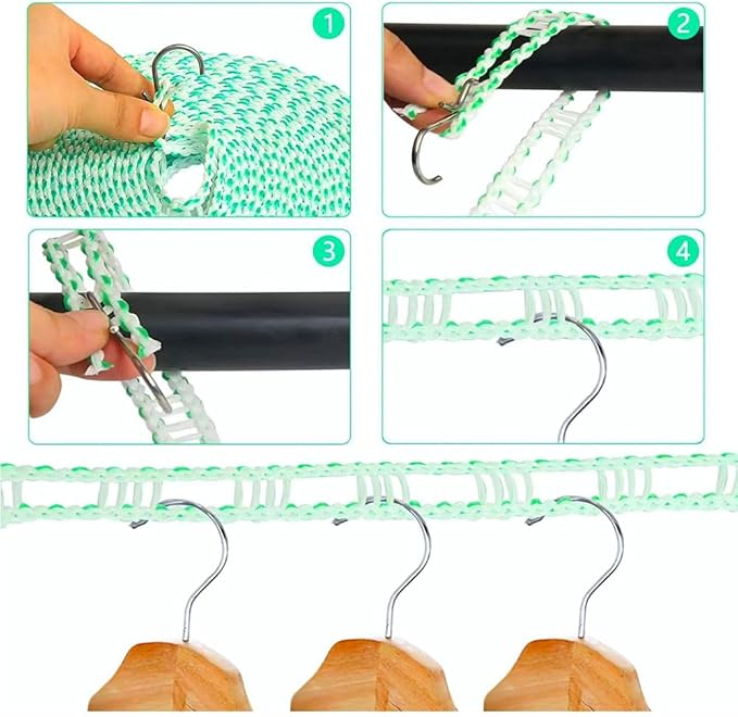 Clothesline,3 Pack Clotheslines for Outside, Adjustable Clothes line，Windproof Clothesline with Hooks, Indoor and Outdoor Laundry and Drying Lines,Ideal Camping & Travel Essentials (5 m/197 in)