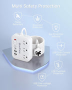 UK Travel Plug Adapter with USB C, 6FT Extension Cord, US to UK Ireland Plug Adapter Type G Travel Adapter with 3 Outlets 3 USB Ports for Scotland London England British Irish Kenya Dubai Travel