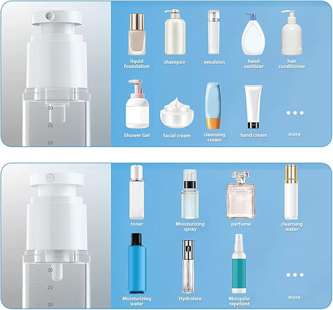 Travel wash bottle, 5-piece vacuum dispensing bottle set with clear storage box, suitable for shampoo, lotion, cosmetics, TSA certified travel container, suitable for vacation and business travel.