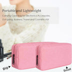 CAAORDKSO Electronic Organizer Case, Travel Cable Organizer Bag Pouch Electronic Accessories Carry Case Waterproof Electronic Accessories Bag for Cable, Cord, Charger, Power Bank, Earphone (Big-Pink)