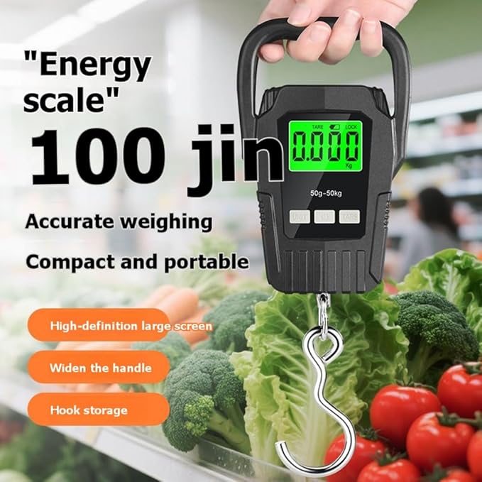 Electronic LCD Digital Hanging Scale 50kg/50g Portable Hook Weighing Balance Luggage Weighting Scale