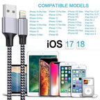 TAKAGI for iPhone Charger, [MFi Certified] Lightning Cable 3PACK 6FT Nylon Braided USB Charging Cable High Speed Transfer Cord Compatible with iPhone 14/13/12/11 Pro Max/XS MAX/XR/XS/X/8/iPad(Black)