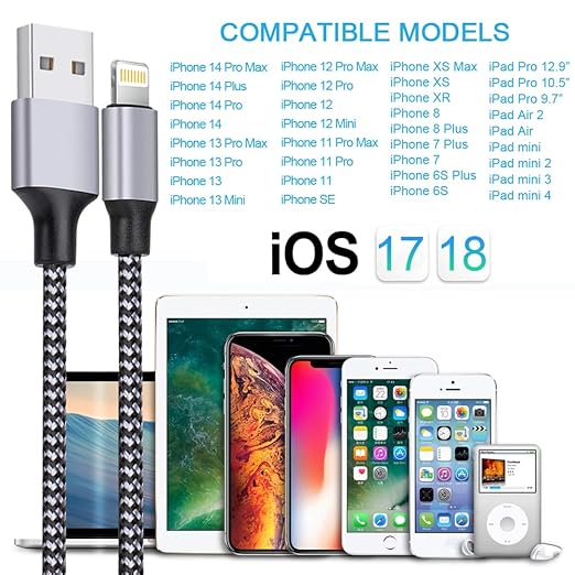 TAKAGI for iPhone Charger, [MFi Certified] Lightning Cable 3PACK 6FT Nylon Braided USB Charging Cable High Speed Transfer Cord Compatible with iPhone 14/13/12/11 Pro Max/XS MAX/XR/XS/X/8/iPad(Black)