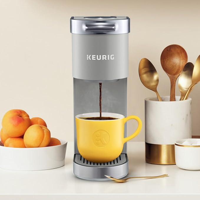 Keurig K-Mini Plus Single Serve K-Cup Pod Coffee Maker, with 6 to 12oz Brew Size, Stores up to 9 K-Cup Pods, Travel Mug Friendly, Studio Gray