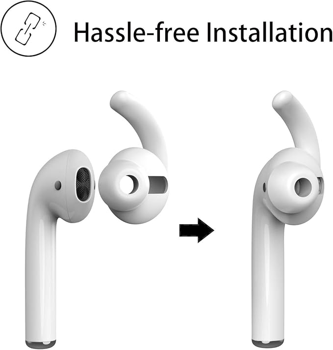 Anti-Slip Earhooks Soft Silicone Skin Compatible with Apple Airpods 2 & 1 Lightweight Sound Quality Enhancement for Headphones Outdoor Activities in-Ear EarHook 2 Pairs White