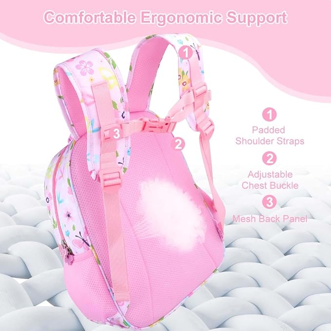 RHCPFOVR Kids Backpack for Girls - Girls Backpack 3-8 Ages Butterfly for Kids 15 Inch School Bookbag for Kindergarten Elementary School Bookbag for Girl 1st 2nd Grade