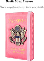 Passport Holder Cover and Card Case Slot Combo RFID Blocking Leather Travel Passport Wallet for Men and Women US Passport Protector Document Organizer,Pink