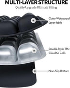 Soundur Travel Cushion Airplane Seat,Inflatable Air Bubble Design with Storage Bag for Car/Office/Kitchen Chairs.42 Air Cells, Adjustable Firmness, Non-Slip Bottom