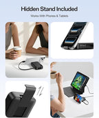 iWALK Portable Charger, 10000mAh 45W PD Power Bank, USB C in&Out Fast Charging Battery Pack with Phone Stand, Travel Essential Powerbank for iPhone 17 16 15 14 13 12 Samsung S25 MacBook etc,Black