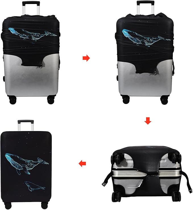WUJIAONIAO Travel Luggage Cover Baggage Suitcase Cover Protector Skins 18-32 Inch (dolphin, S (for 18-20 inch luggage))