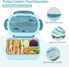 NatraProw Bento Box for Adult, 1200 ML Lunch Containers, LeakProof Lunch Box with Utensils, BPA Free, 3 Compartment Bento Box Microwave Safe, Blue