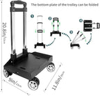 Backpack Trolley Wheeled Cart, Foldable Aluminium Alloy Hand Truck with Edge Guard Base, 4 Spinner Wheels, Luggage Cart with Luggage Strap for Teenagers, Adults, School,Luggage Trolley for Travel