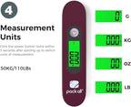 pack all 110 Lbs Luggage Scale, Digital Handheld Luggage Scale, Baggage Scale, Travel Weight Scale for Luggage with Backlit LCD Display, Battery Included, Red
