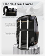 Rolling Backpack for Women, Travel Backpack with Wheels, Vertical Storage Wheeled Laptop Backpack, Underseat Carry on Luggage for College Business Work, Stylish Rolling Laptop Bag, Grey Brown