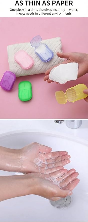 Paper Soap Sheets for Hand Washing, 20 Pack (400 Sheets) Mini Portable Hand Soap Sheets, Scented Disposable Soap Sheet, Colorful Camping Soap Sheets, Travel Soap Sheets for Hand Washing