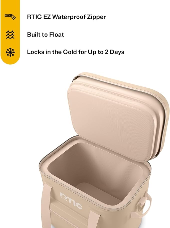 RTIC Ultra-Tough Soft Cooler Pro, Insulated, Waterproof, Leak Proof, Portable Floating Bag for Beverage, Drink, Lunch, Outdoor, Beach, Car, Camping, Picnic, Fishing, Boat