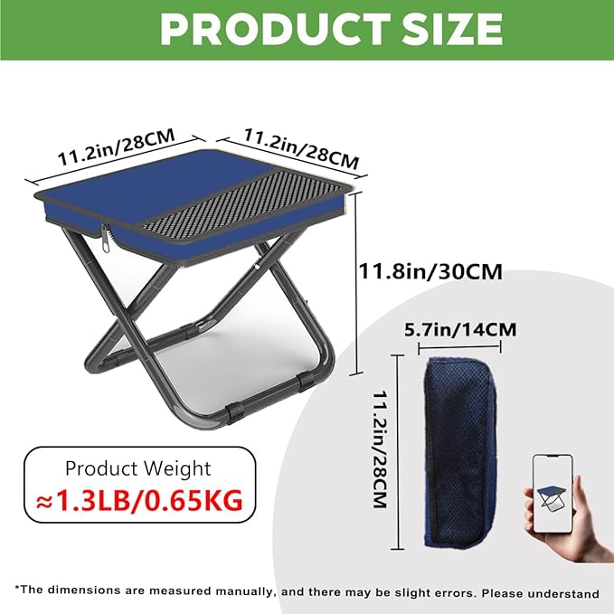Portable Ultralight Travel Stool Camping Chair Fishing Stool - Gray Carbon Steel and Keychain, Handbag Style Pocket Foldable
