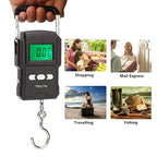 Portable Electronic Hook Scale Digital Hanging Bag Luggage Weight Scale Fishing Scale with Measuring Tape 165Lb Black