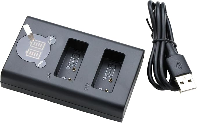 LP-E17 Dual USB Camera Battery Charger Station with LCD Display, Overcharge Protection,for R10/R50/R100/RP/850D/800D/200D/M5/M6 Mark II Cameras‌