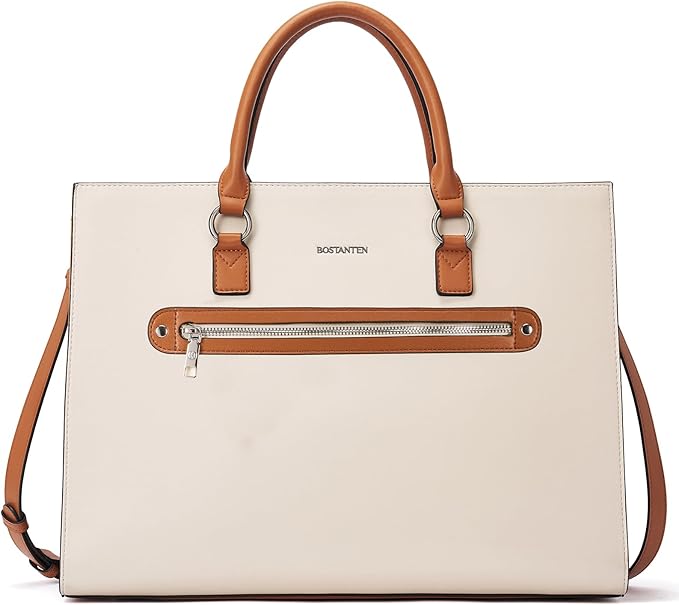 BOSTANTEN Leather Laptop Briefcase for Women Shoulder Bag 15.6 Inch Business Computer Work Tote