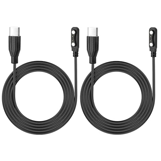 USB C for Smart Watch Charger Cable 2 Pin Cord,Replacement Charger for Smart Watch, Fitness Tracker, Charger Contact pin spacing Compatible 4mm (2)
